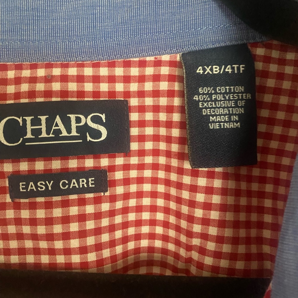 Chaps Men’s Red and White Gingham Button-Down Shirt - Picture 3 of 9